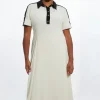 Plus Size Soft Tailored Crepe Button Detailed Midi Dress