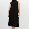 Plus Size Soft Tailored Pleated Panel Midaxi Dress
