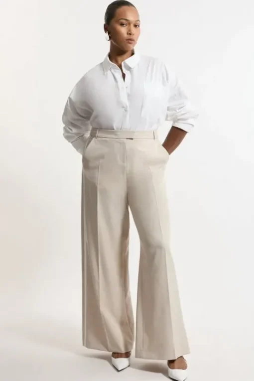 Plus Size Straight Leg Tipped Dress Pants