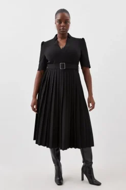 Plus Size Structured Crepe Forever Pleat Dress