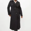 Plus Size Tailored Classic Belted Trench Coat