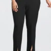 Plus Size Tailored Compact Stretch Split Hem Straight Pants