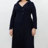 Plus Size Tailored Crepe Asymmetric Pleated Skirt Dress