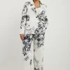 Plus Size Tailored Crepe Mono Floral Slim Leg Dress Pants