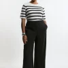 Plus Size Tailored Crepe Seam Detail Straight Leg Pants