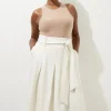 Plus Size Tailored Full Skirted Belted Maxi Skirt