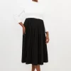 Plus Size Tailored Structured Crepe Turtleneck Pleated Dress