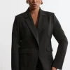 Plus Size Tailored Twill Single Breasted Jacket