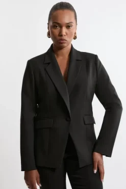 Plus Size Tailored Twill Single Breasted Jacket