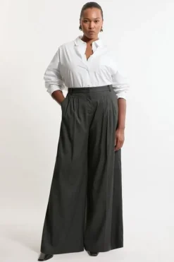 Plus Size Tailored Wide Leg Darted Pants