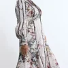 Plus Size Trailing Floral Woven Plunge Maxi Dress