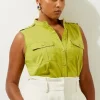 Plus Size Utility Poplin Pocket Shirt