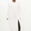 Plus Size Viscose Crepe Long Sleeve Woven Midi Shirt Dress