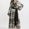 Plus Size Viscose Crinkle Placed Lace Printed Woven Midaxi Dress
