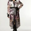Plus Size Viscose Georgette Border Print Woven Midi Shirt Dress