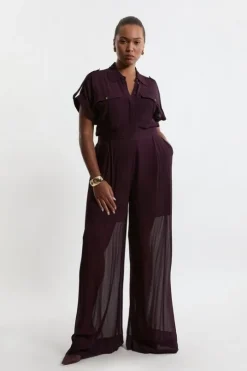 Plus Size Wide Leg Viscose Woven Pants