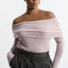 Plus Size Wool Blend Ballet Off The Shoulder Knit Top