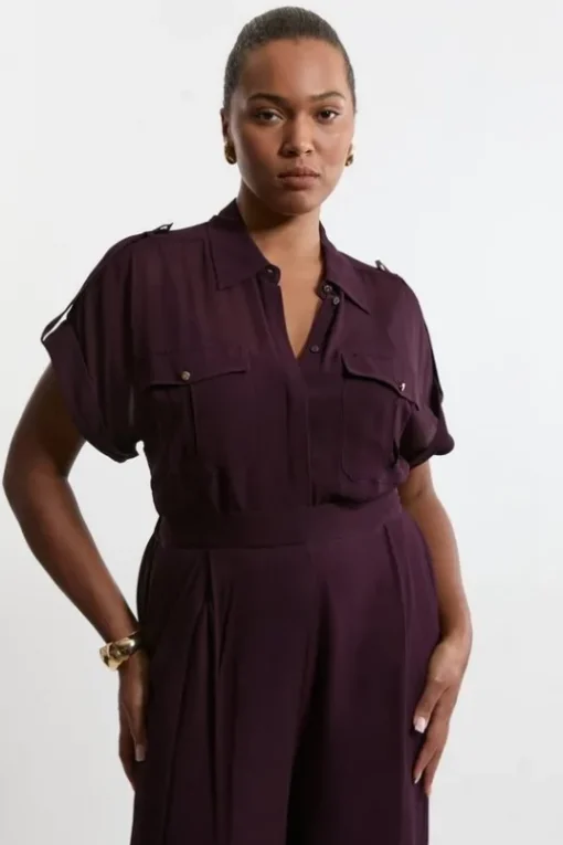 Plus Size Woven Viscose Short Sleeved Shirt