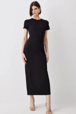 Ponte Crew Neck Midaxi Dress