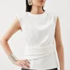 Ponte Ruched Round Neck Top