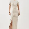 Ponte Tuck Jersey Midi Dress