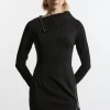 Ponte Zip Neck Mini Dress