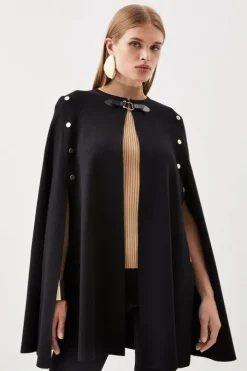 Popper Detail Knit Cape