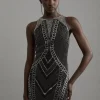 Premium Embellished Sleeveless Cut Out Mini Dress