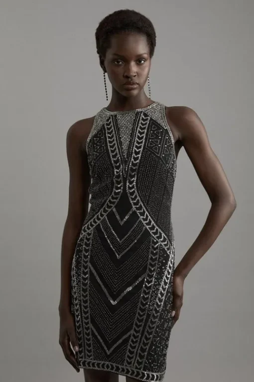 Premium Embellished Sleeveless Cut Out Mini Dress