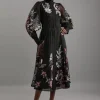 Premium Embroidered Beaded Organdie Woven Maxi Dress