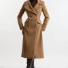 Premium Italian Manteco Wool Double Breasted Tailored Midi Coat
