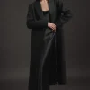 Premium Italian Manteco Wool Satin Collar Double Breasted Tailored Maxi Coat