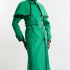 Premium Italian Manteco Wool Pu Tipped Storm Flap Cape Full Skirted Tailored Midaxi Coat