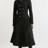 Premium Italian Manteco Wool Military Full Skirted Tailored Midaxi Coat