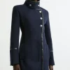 Premium Italian Manteco Wool Military Funnel Neck Tailored Short Coat