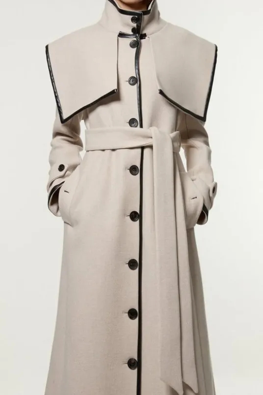 Premium Italian Wool Storm Flap Belted Tailored Midaxi Coat