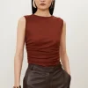 Premium Jersey Wool Blend Ruched Top