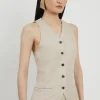Premium Linen Button Through Tailored Top