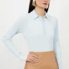 Premium Viscose Blend Plaited Knit Polo Top
