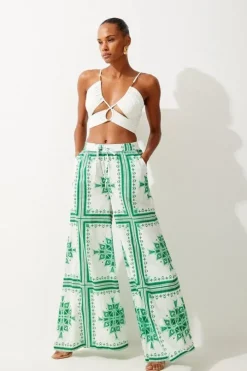 Printed Cotton Voile Beach Pants