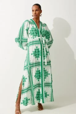 Printed Cotton Voile Maxi Beach Dress