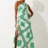 Printed Cotton Voile One Shoulder Midi Dress