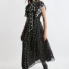 Printed Dobby Ruffle Midi Dress