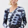 Printed Velvet Stretch Long Sleeve Bodysuit