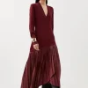 Pu Knit Belted Midi Dress