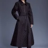 Quilted Full Skirted Belted Midi Coat