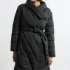Quilted Padded Wrap Collar Coat