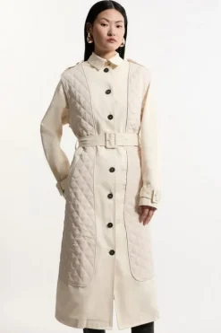 Quilted Panel Trench Coat