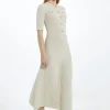 Rib Knit Military Trim Midaxi Dress