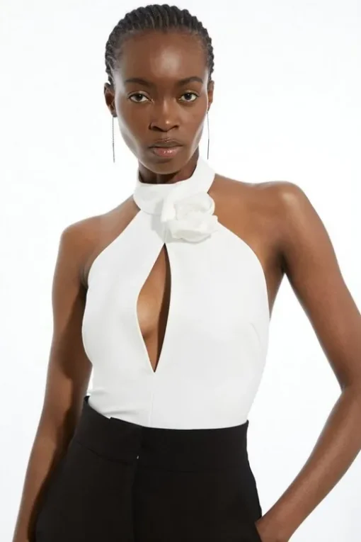 Rosette Ponte Jersey Keyhole Bodysuit